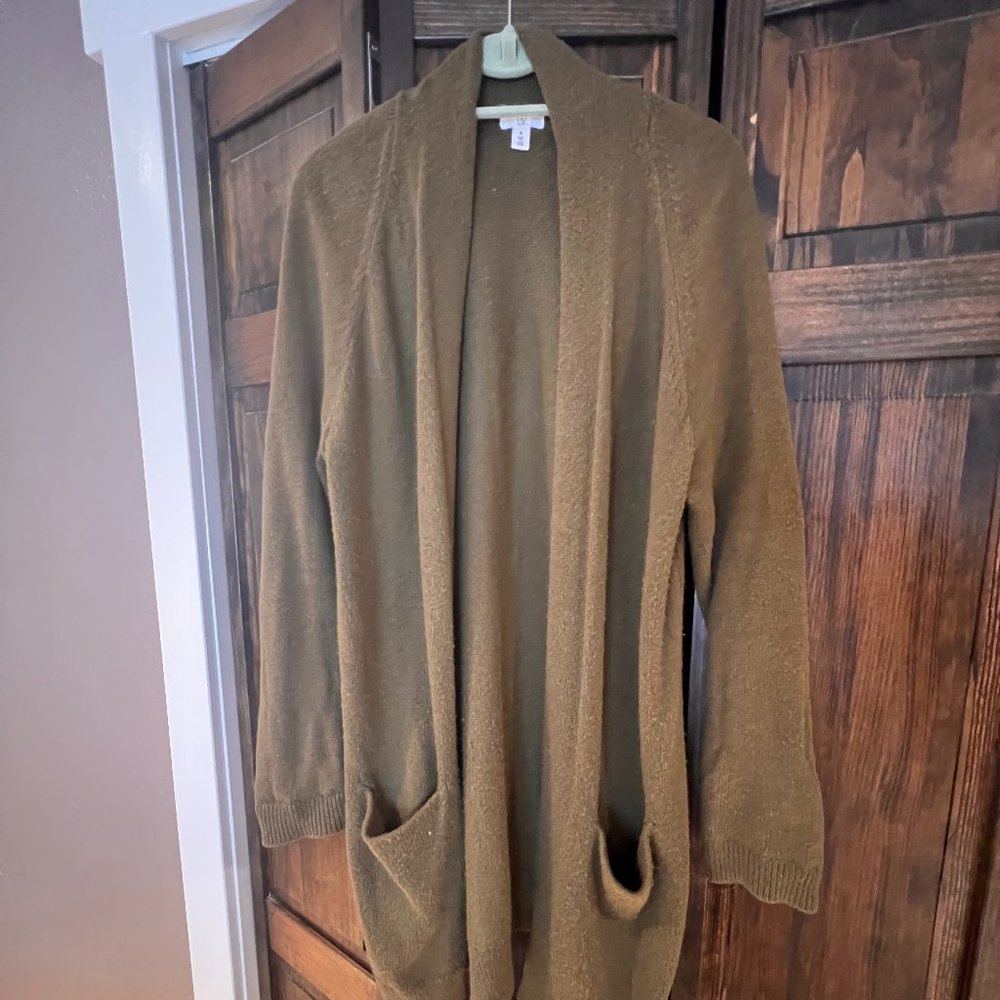 Olive Green Long Cardigan